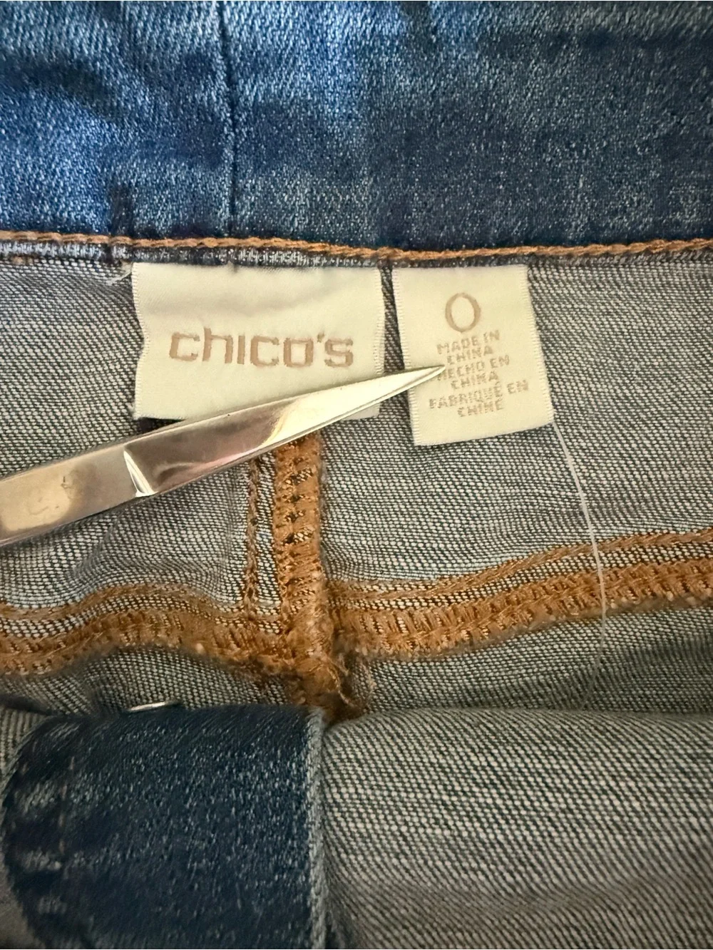 Chico's Blue Denim Button-Front Pencil Skirt - Picture 3 of 4